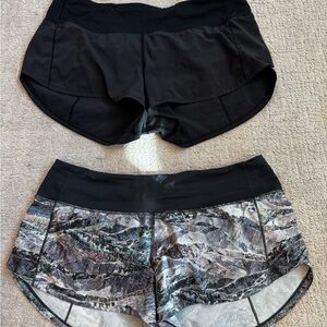 lululemon athletica Women’s Black and Multicolor Patterned Athletic Shorts